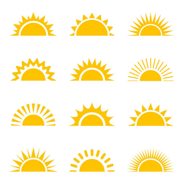 Sun Set of sun icons. sun stock illustrations