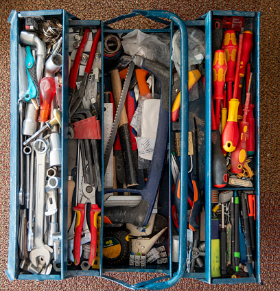 Portable tool box containing used equipment