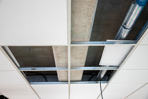 Ceiling installation of electrical cable to power lighting fixtures