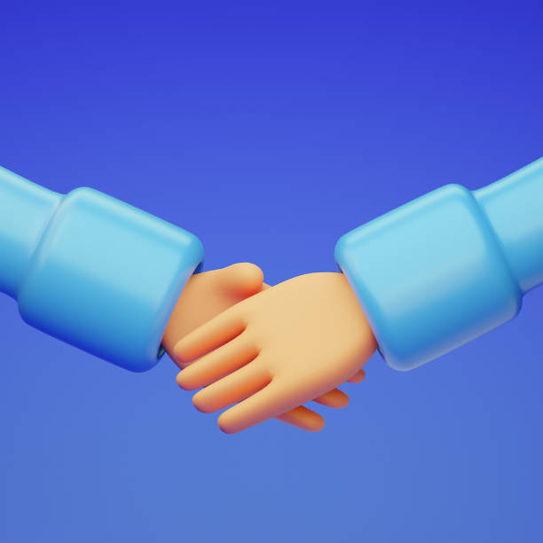 istock Abstract image of Business handshake. 3d render. 2148237550