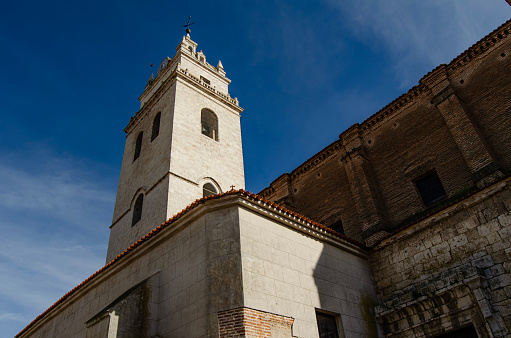 Bell tower with clock, Santa María Church, Tordesillas, Valladolid,  Castilla y León