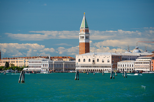 View of Venice with Saint Mark's square and Campanile San Marco tower, Venice, Italy