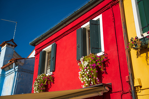 Colourful window and wall in Burano island,Italy