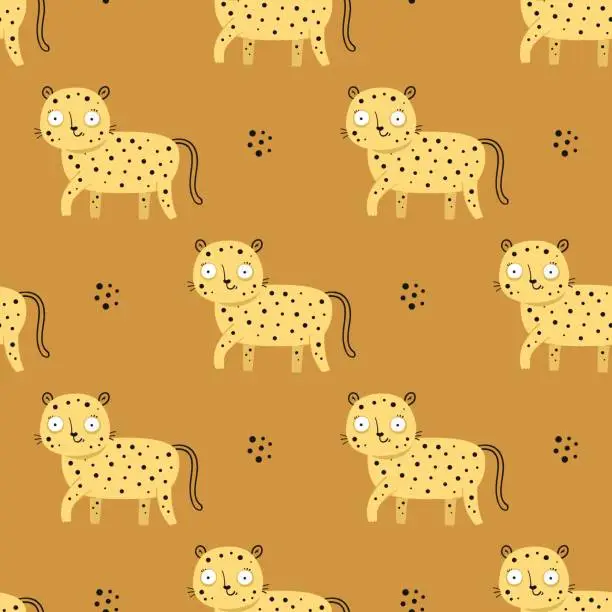 Vector illustration of Wild safari animal seamless pattern