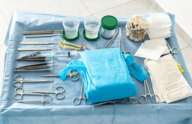 istock Table with sterilized surgical equipment at the beginning of the operation. 2148240615