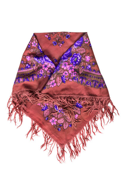 slavic shawl isolated - russian culture scarf textile shawl 뉴스 사진 이미지