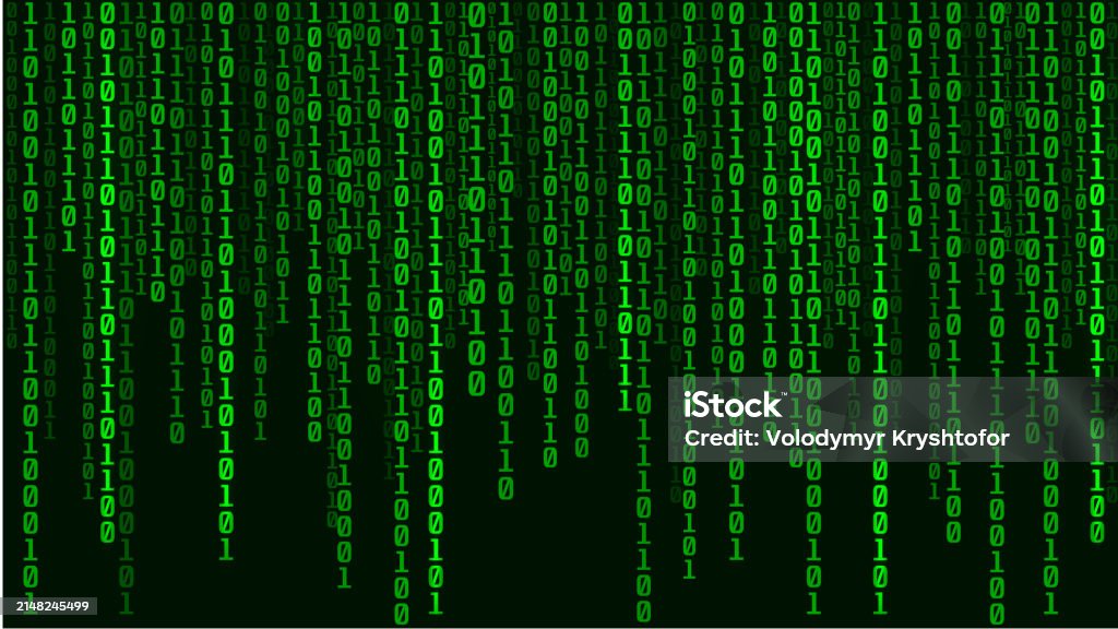 Technological Green Matrix Of Zeros And Ones Binary Computer Code ...