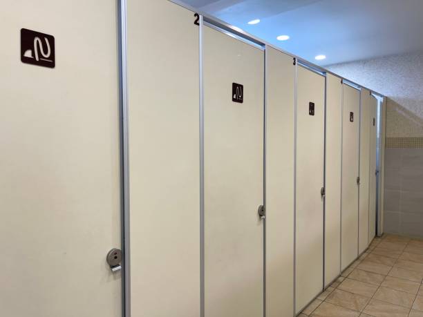 istock Row of public toilet 2148248243