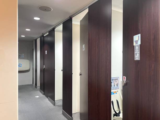 istock Row of public toilet 2148248682