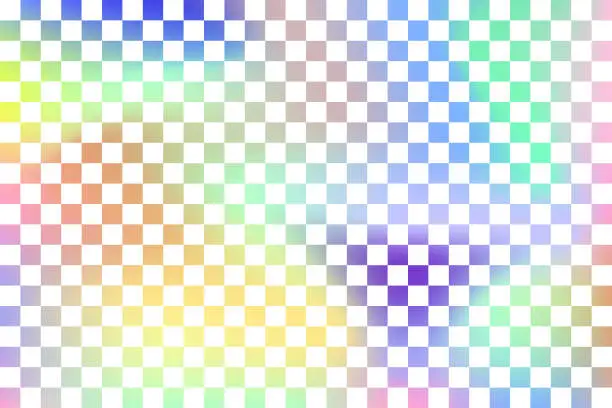 Vector illustration of Trendy checkered backgrounds with bright psychedelic rainbow