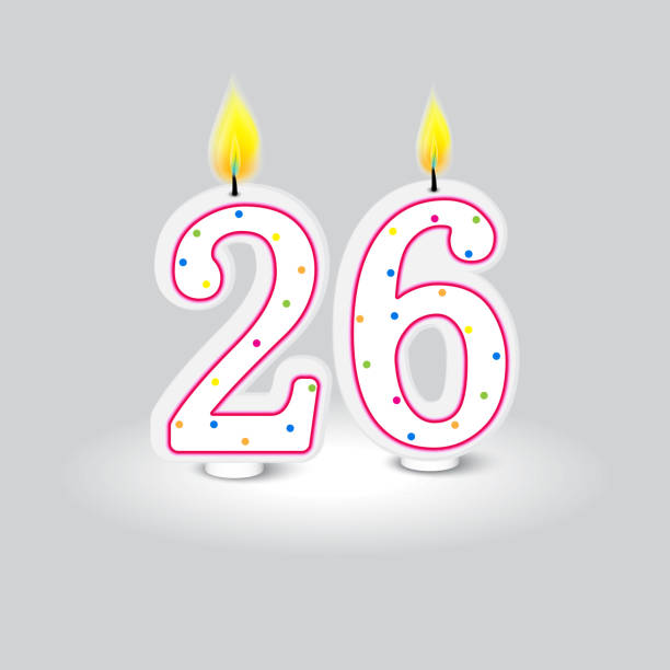 istock Candles shape twenty six. Celebrate life milestone. Color dot vibrance. Vector illustration. EPS 10. 2148249940