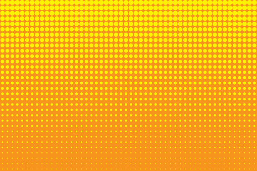 Yellow halftone dots gradient. Bright background texture. Sunny polka dot pattern. Vector illustration. EPS 10. Stock image.