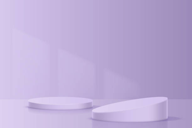 istock A 3D rendering of a white podium on a purple background 2148250261