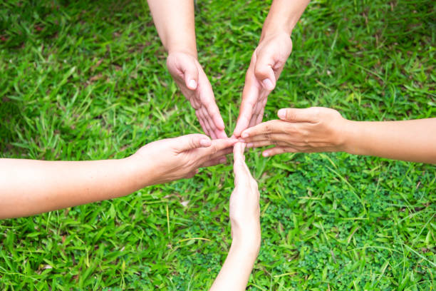 Diversity people hands join empower partnership teams connect teamwork concepts.