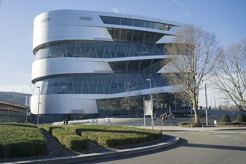 Stuttgart, Germany - December 13, 2017. Mercedes-Benz Museum in Stuttgart. Built in 2006 is one of the most popular attractions of the region.
