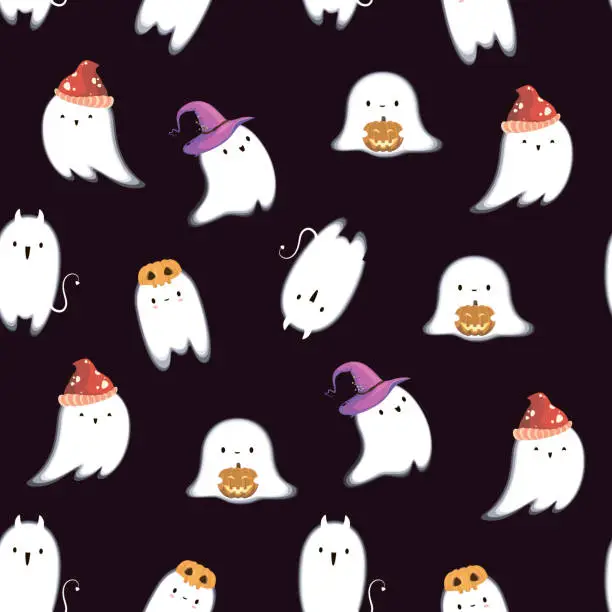 Vector illustration of Cute ghosts