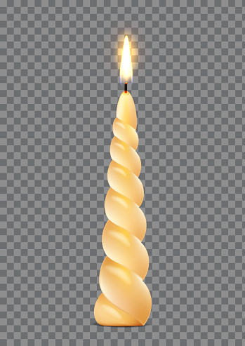 Paraffin burning spiral candle, decoration for the holidays.
