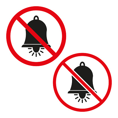 No bell icon. Silent mode symbol. Notification mute sign. Vector illustration. EPS 10. Stock image.