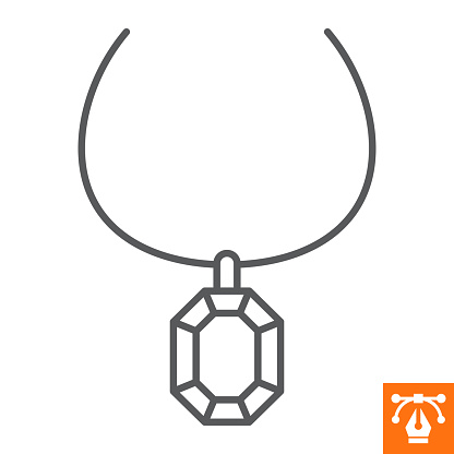 Pendant line icon, outline style icon for web site or mobile app, jewelry and accessory, necklace vector icon, simple vector illustration, vector graphics with editable strokes.