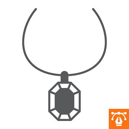 Pendant solid icon, glyph style icon for web site or mobile app, jewelry and accessory, necklace vector icon, simple vector illustration, vector graphics with editable strokes.