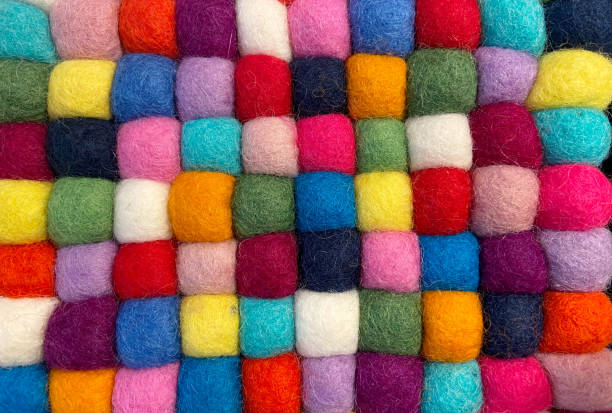 istock Multicolored balls of wool yarn geometric pattern. Abstract background for design. 2148257064