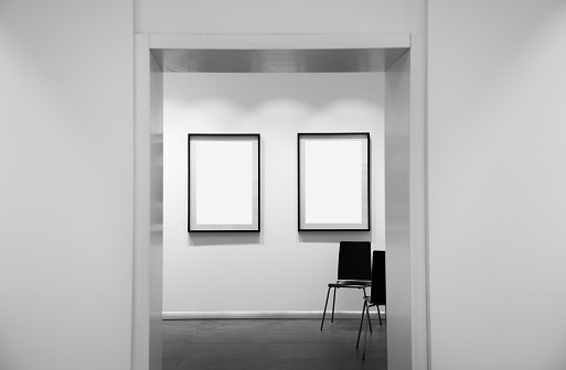 Art gallery exhibition hall, empty frame