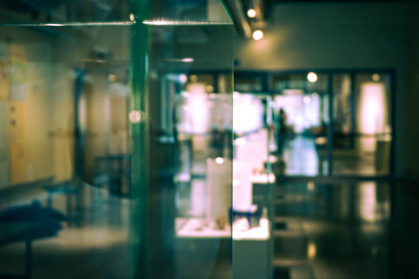 close-up of glass case indoors