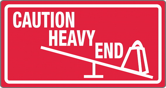 International Shipping Pictorial Labels Red Caution Heavy End