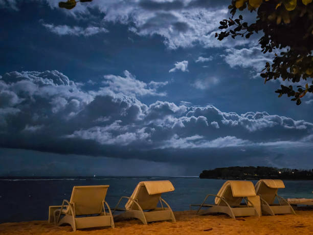 Night view of bali beach in Indonesia
