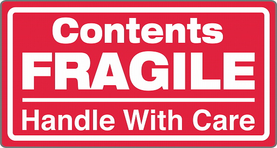 International Shipping Pictorial Labels Red Content Fragile Handle With Care