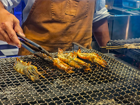 Chief and Grilled Tiger Prawns