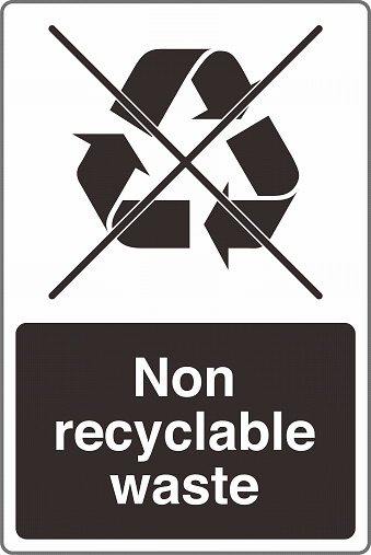Recycling Waste Management Trash Bin Label Sticker Sign Non recyclable waste