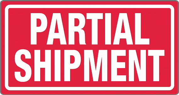International Shipping Pictorial Labels Red Partial Shipment