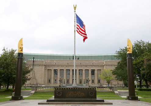Indianapolis, IN, USA-September 02,2014:Central Library is the main branch of the Indianapolis Public Library in Indianapolis, Indiana, United States. The building was designed by Philadelphia-based architect Paul Philippe Cret (with Zantzinger, Borie and Medary)