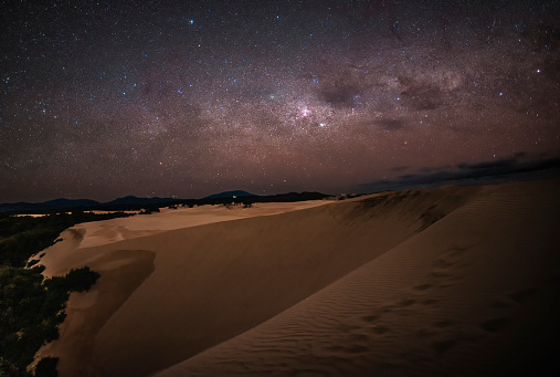 Desert and dunes under the Milky Way in the Wilsons Promontory National Park