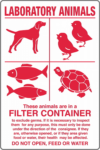 International Shipping Pictorial Red Labels Laboratory Animals Dog Chicks Fish Turtle