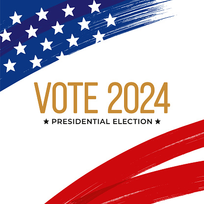Presidential Election 2024 in United States. Vote day, November 5. US Election. Patriotic American element. Poster, card, banner and background. Vector illustration. Stock illustration