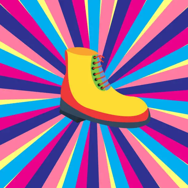 Vector illustration of retro shoes with background