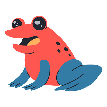 Cute strawberry poison dart frog vector cartoon illustration isolated on a white background.