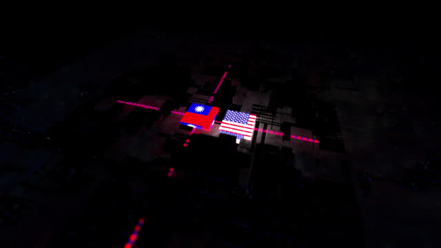 Microprocessors with taiwanese and US flags
