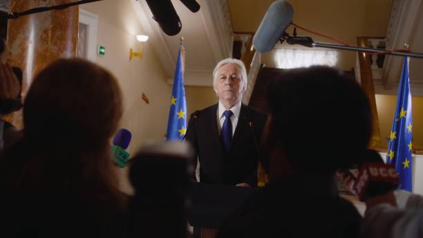 Senior EU representative gives interview in government building