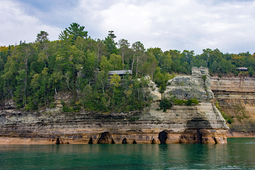 Pictured Rocks NL - Miners Castle & Overlook Viewed from Lake