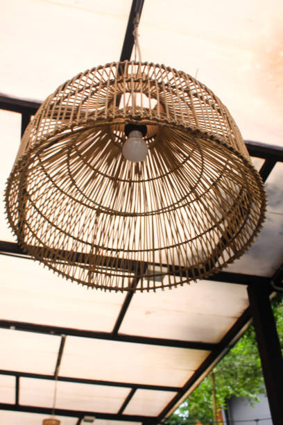istock Straw lampshade in modern living room. Eco-friendly interior design using natural materials. 2148269847
