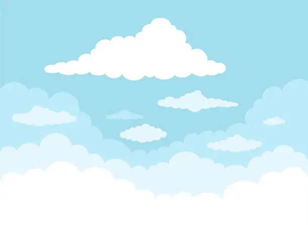 Vector illustration of Sky and clouds. Background sky and cloud with blue color.