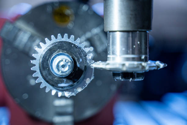 Close-up of gears in workshop