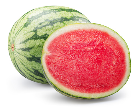 Seedless watermelon and water melon slices isolated on white. Clipping path.