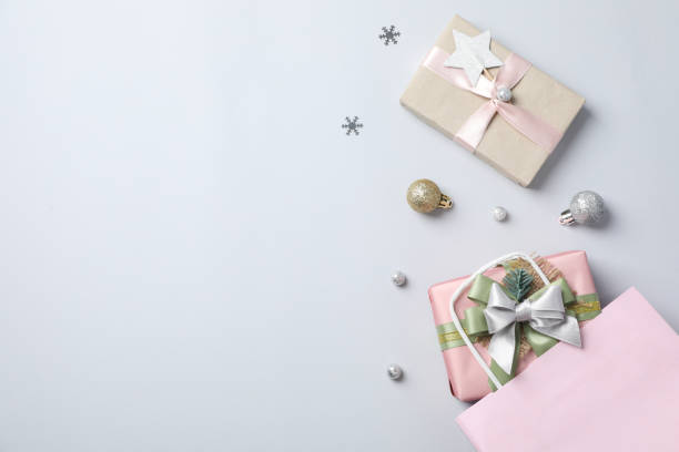 istock Concept of beautiful Christmas present, gift boxes, space for text 2148277622