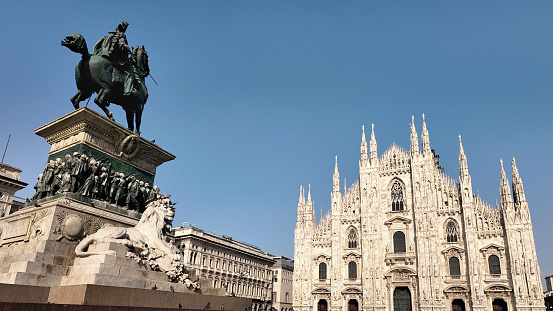 Photo taken in front of the Duomo in Milan, Italy.