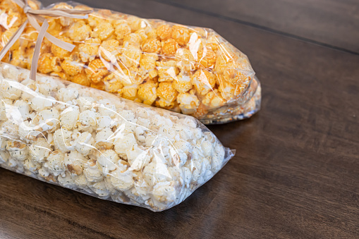 bags of Gourmet popcorn snack to eat
