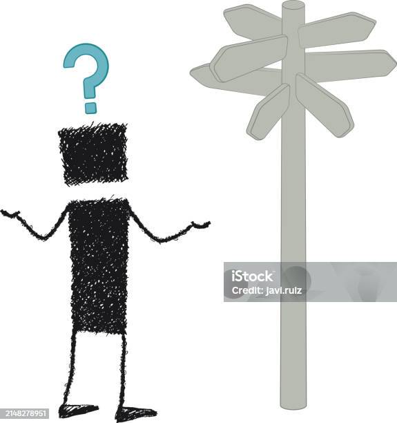 Choosing The Path Stick Figure Stock Illustration - Download Image Now ...